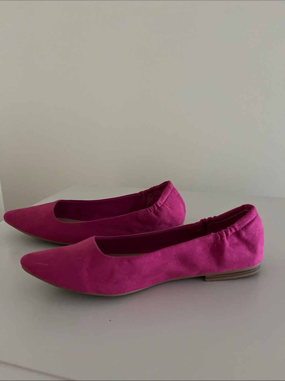 Kaari Blue Pointed Toe Ballet Flats in Fuchsia Pink
